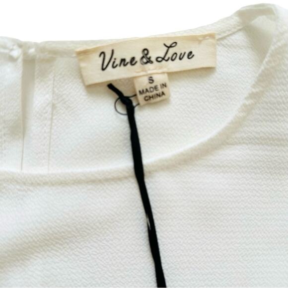 Vine & Love Ivory White Sequin Puff Sleeve Dressy Blouse Top Size Small NEW - Picture 2 of 12